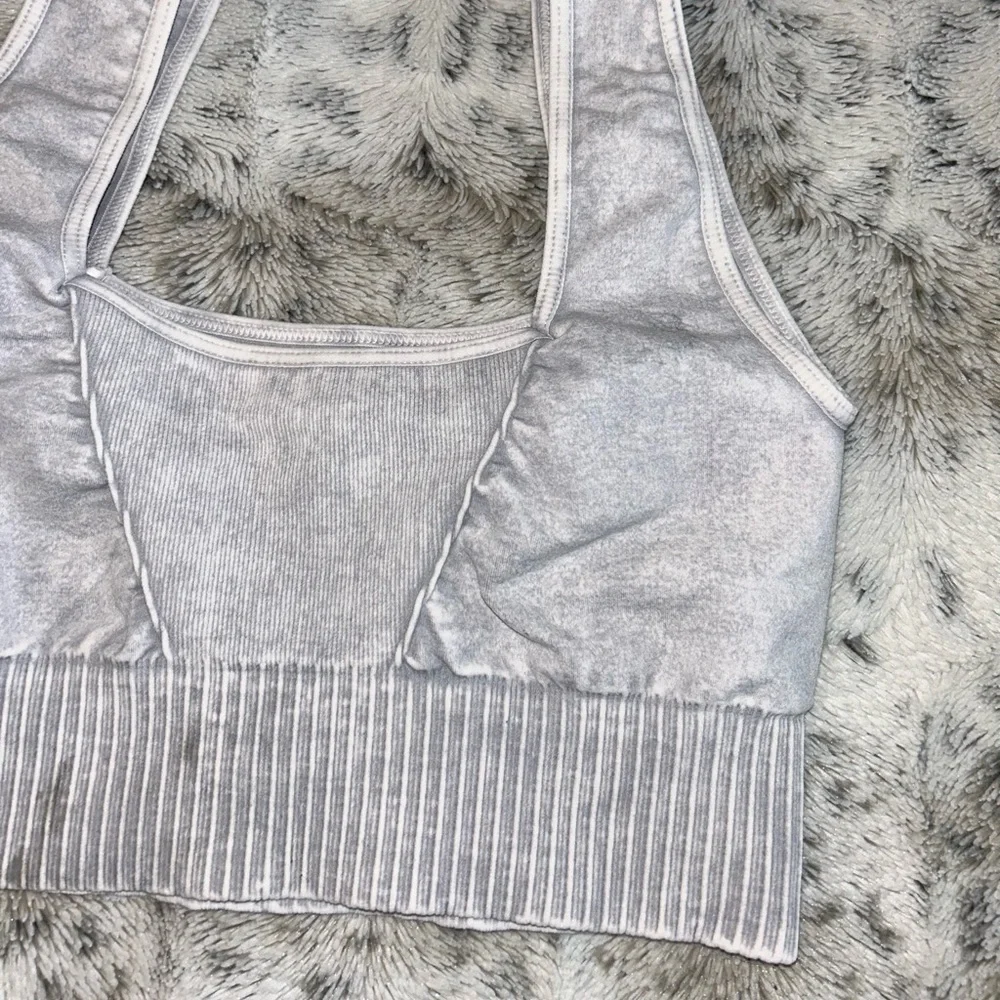 🆕 NWOT Free People Movement | Good Karma Square Neck Bra | Ice Grey *Flawed*_10